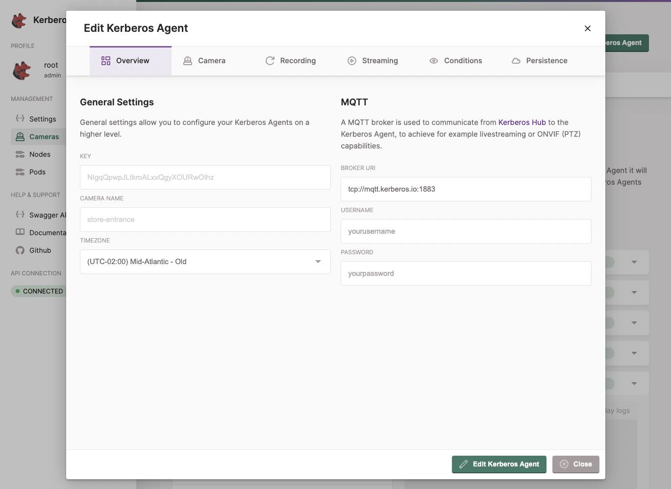 Override settings in Kerberos Agent