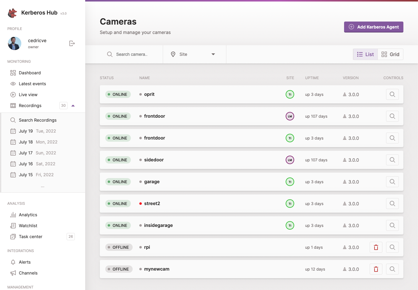Kerberos Agents connected to Kerberos Hub
