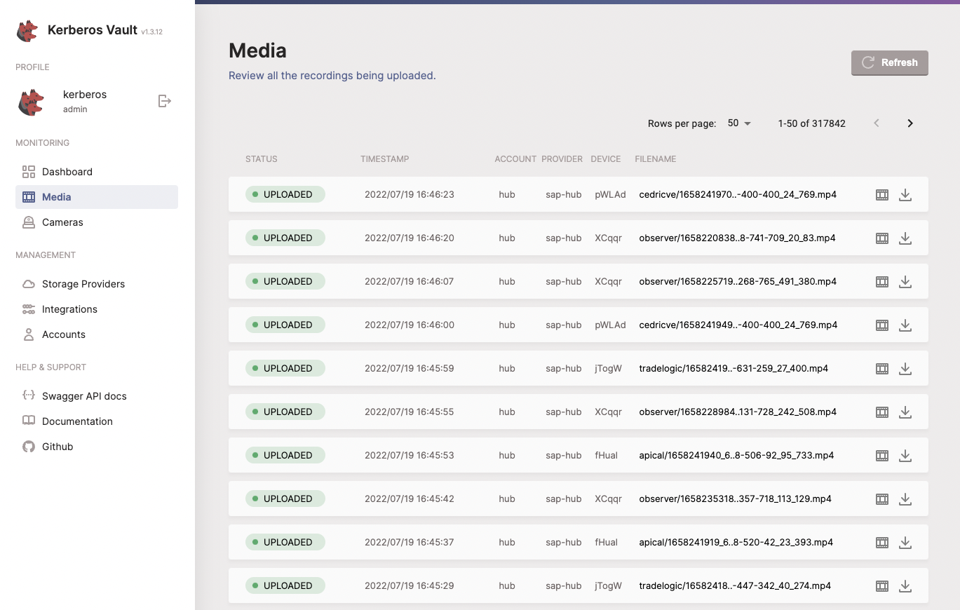 Kerberos Agents recordings send to Kerberos Vault