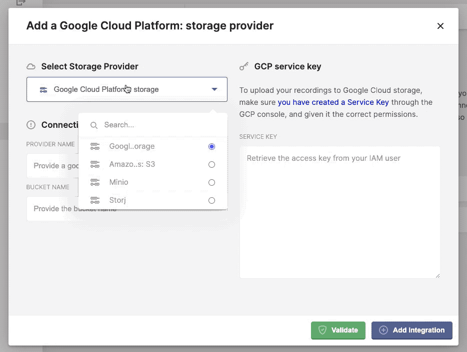 Configure, add and validate a new storage provider.