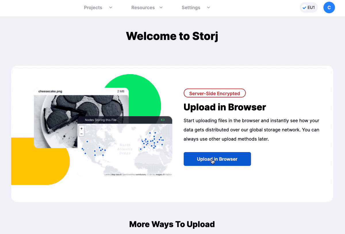 Create a Storj bucket.