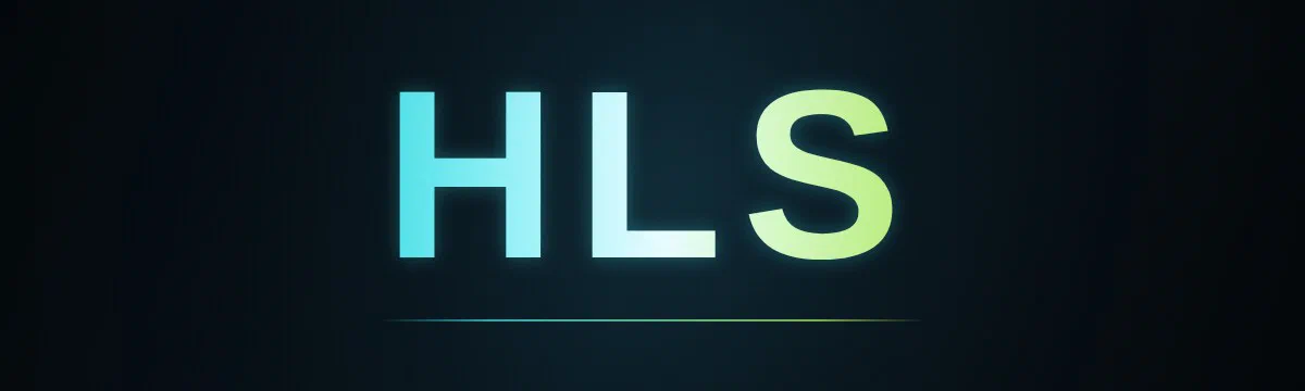 Abstract HLS lettering on a dark background